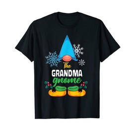 The Grandma Gnome Christmas Matching Family PJ Xmas Gnome T-Shirt, black