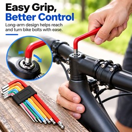 Bike Hex Key Set for Bicycle Repair – 7-Piece Color-Coded Ball-End Wrenches for MTB & Road Bike Maintenance