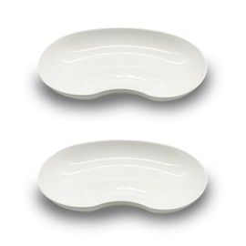 2 x Plastic Kidney Bowls, White, Reusable, Collection Tray, Food-Safe, Disinfectable, Autoclavable, for Make-Up, Medical Instruments, Beauty Bowl (2)