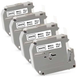 4-Pack 12mm 0.47 M-K231s M Tape Replacement for Brother P Touch M Tape White M-k231 MK-231 M231 M-231 12mm 0.47 inch White for Brother PTouch PT-M95 PT-90 PT-70 PT-45 PT-85 Label Maker Refills