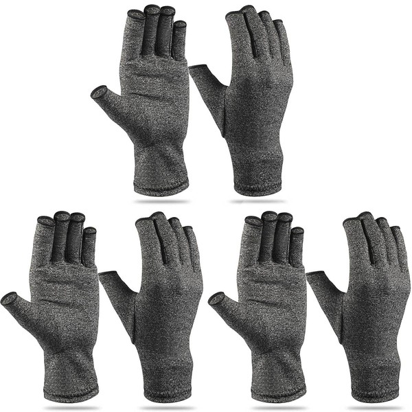 3 Pairs Compression Craft Arthritis Hands Gloves Fingerless Pressure Joint