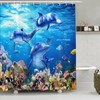 Simpomsy Dolphin Bathroom Curtains, Underwater Shower Curtain 180x180cm - Blue