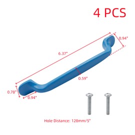 Oedema 4 Pack 5 Inch(128mm) Hole Centers Cabinet Pulls Aluminum Alloy Kitchen Cabinet Handles Blue Kitchen Drawer Pulls for Cupboard, Kitchen Hardware, Length 6.37 Inch,(HNG1333)