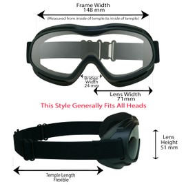 Bikershades Motorcycle Over Glasses Goggles Clear with Polycarbonate Safety Lenses. Extra Large Microfiber Cleaning Case Included. Tiger