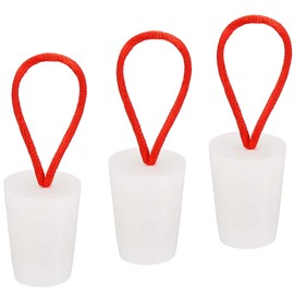 TOP-VIGOR 3Pcs Rubber Tapered Plug, 15mm to 20mm Solid Bathtub Bungs Stopper with Handle, Tapered Lab Seal Rubber Stoppers Test Tube Bungs for Test Tubes, Water Pipe, Drainage Hole, White