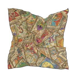 Old Colorful Tarot Women's Scarf Silk Square Hair Scarf Satin Headscarf Neck Head Scarf