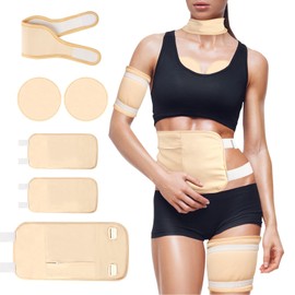 Allcucut Castor Oil Pack Wrap for Women Gifts, 6 Pcs Reusable Organic Cotton Pack Kit for Neck Waist Chest Knee, Adjustable Elastic Strap Compress Packs