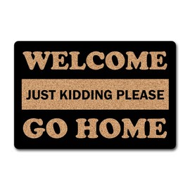 MjiejieM Funny Doormats Please Go Home Indoor Floor Welcome Mat for Entrance Way Rubber Back for Front Door Indoor Outdoor Cute Rugs 23.6"(L) x 15.7"(W)