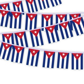 Pack of 30 Cuba Flag Chain Flags, 10 Metres Cuban Rectangle Rope Flags, Decorative Banners Used to Decorate Courtyards String Cuba