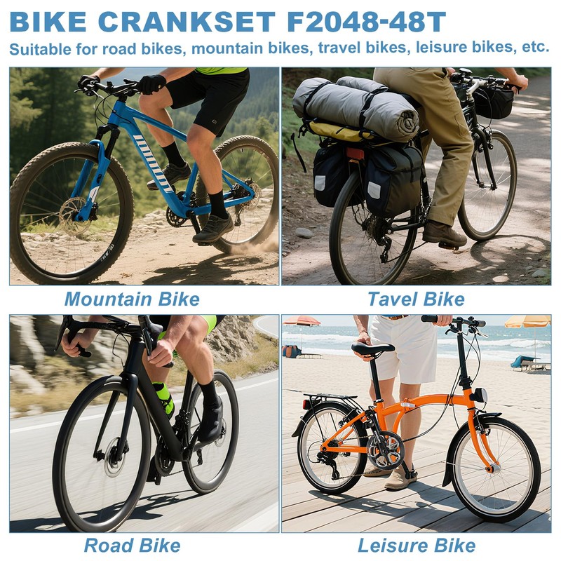 PATHGNAR Mountain Bike Crankset, 48T Charing Bike Crank Set with
