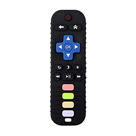 MAJUYA Mordedera para Bebe Control Remoto de Silicona Libre de BPA – Control de silicona para bebe - Juguetes para bebe de 0 a 12 meses para aliviar el dolor de dientes (Negro)