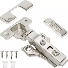 TOUCH Soft Close Cabinet Hinges, 3/4" Full Overlay 105° Face Frame & Frameless Cabinet - Plastic Dowels, 1 Pair (2 Pcs)