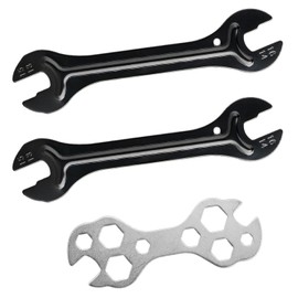 2 pieces conical bicycle keys, 1 piece 8 shaped flower key, bicycle pedal wrench, bicycle key set