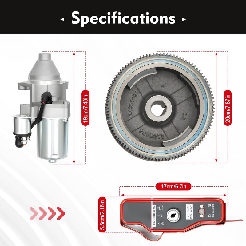Electric Starter Motor Kit Fit for GX390 13HP GX340 11HP