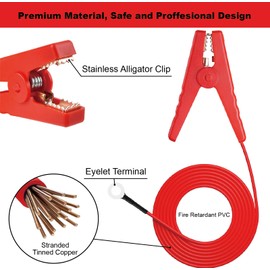 Electric Fence Jumper Leads Cable with Crocodile Clip, Ground Rod with Jumper Leads & Clips, Easy Installation for Solar Fence Charger, Energizer, Livestock & Garden Use