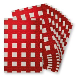 Springboard A4 Metallic Holographic Foil Design Card - 230gsm Cardstock for Card Making - Compatible w/Die-Cutting Machines - Vibrant & Interesting Crafting Card - Red Gingham (White Card) - 10-Pack
