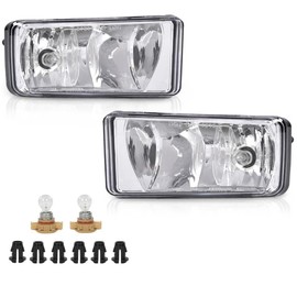 Nioboee Fog Lights W/Bulbs Compatible With 2007-2015 Chevy Silverado/Tahoe/Suburban/Avalanche Left & Right Driving Bumper Lamps (Clear Lens)
