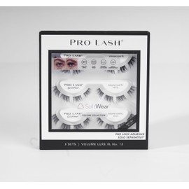 Pro Lash SoftWear Professionally Styled Lash Clusters - Seamless, Lightweight Lashes - 7-Day Cluster Eyelash Extensions - Waterproof Lashes Clusters - 3 Sets - Volume Luxe XL No. 12 Black