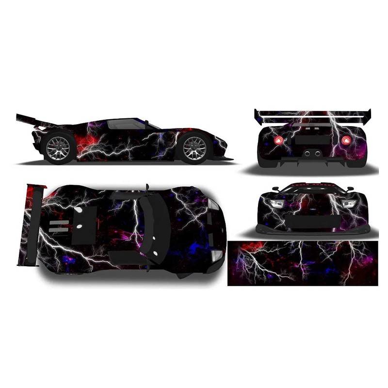 White Lightning Strike Graphic Vinyl Car Wrap Film Sheet +