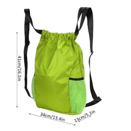 equlup Drawstring Backpack Bag, WaterproofDraw String Back Sack Gym Drawstring Bags Swim Bag for Men Women (Fluorescent Green)