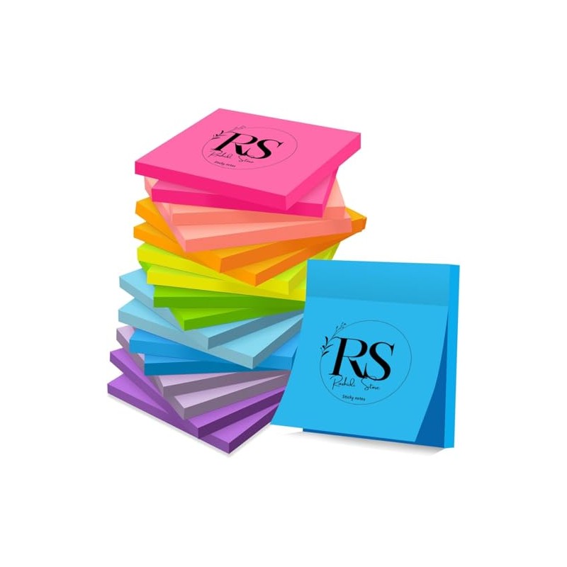RS Store Sticky Notes, 3x3 Inches, 400 Sheets, 4 Vibrant
