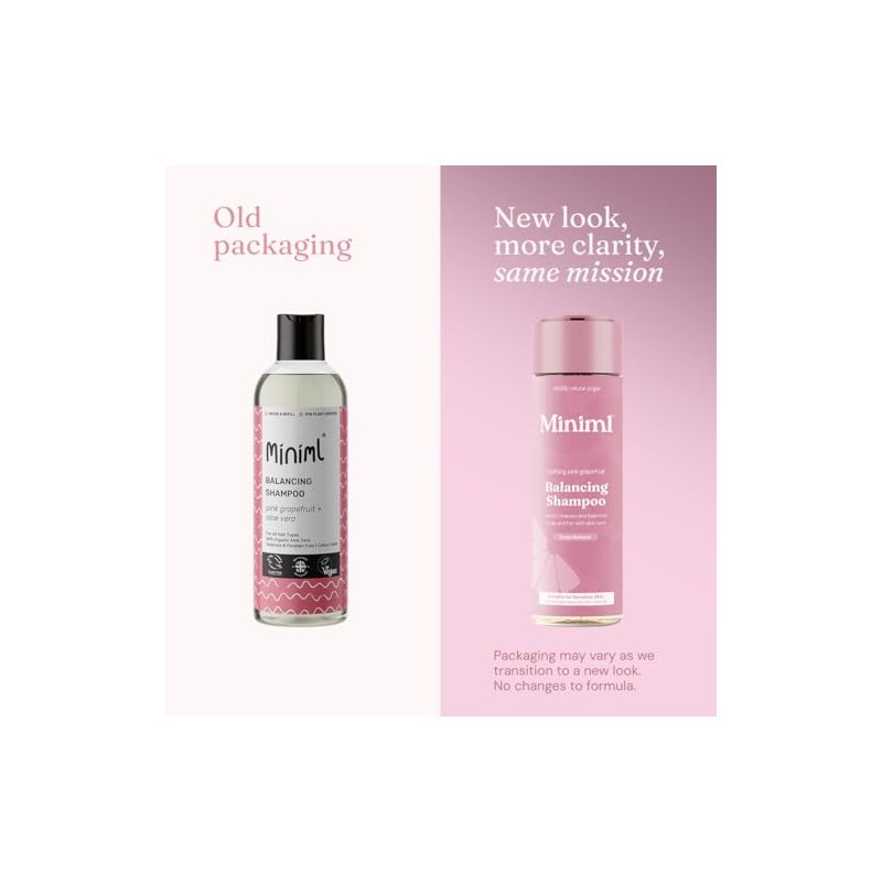 Miniml Balancing Shampoo - Uplifting Pink Grapefruit 400ml, 99.6% Natural,