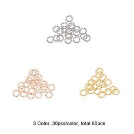 UNICRAFTALE 90pcs 3 Colors 6mm Twisted Open Jump Rings 304 Stainless Steel Jump Rings Open Jump Ring Connectors O Rings for DIY Bracelet Necklaces Jewelry Craft Making, Inner Diameter 4mm