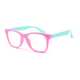 JUSLINK Flexible Kids Blue Light Blocking Glasses for Boys and Girls Age 4-13(Pink-green)