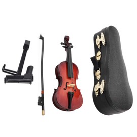 5.5" Mini Wooden Cello Instrument Ornaments with Stand and Case, Exquisite Workmanship for Kids or Musicians