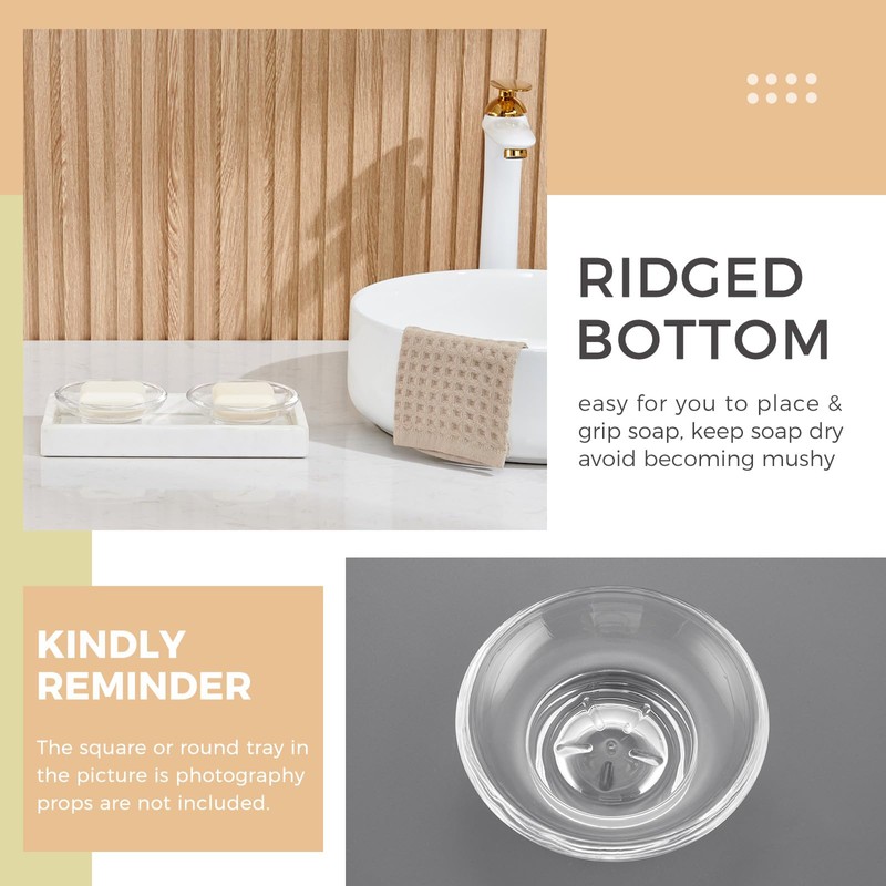 2 Pack Bathroom Soap Dishes, Transparent Round Soap Tray for