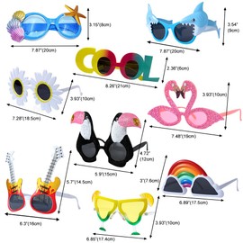 ASNOMY 9 Pairs Funny Glasses Luau Party Sunglasses, Hawaiian Novelty Party Glasses, Tropical Costume Favours, Funny Summer Party Photo Booth Props, Novelty Party Accessories Decoration