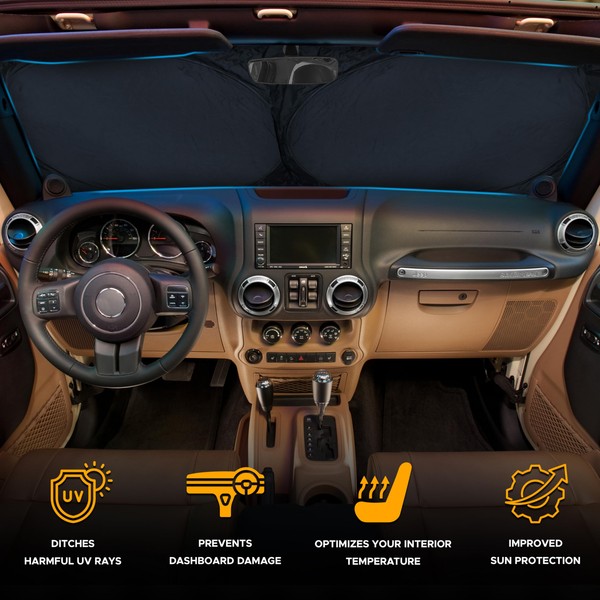 EcoNour EcoNour Jeep Windshield Sunshade | Sun Visor for UV