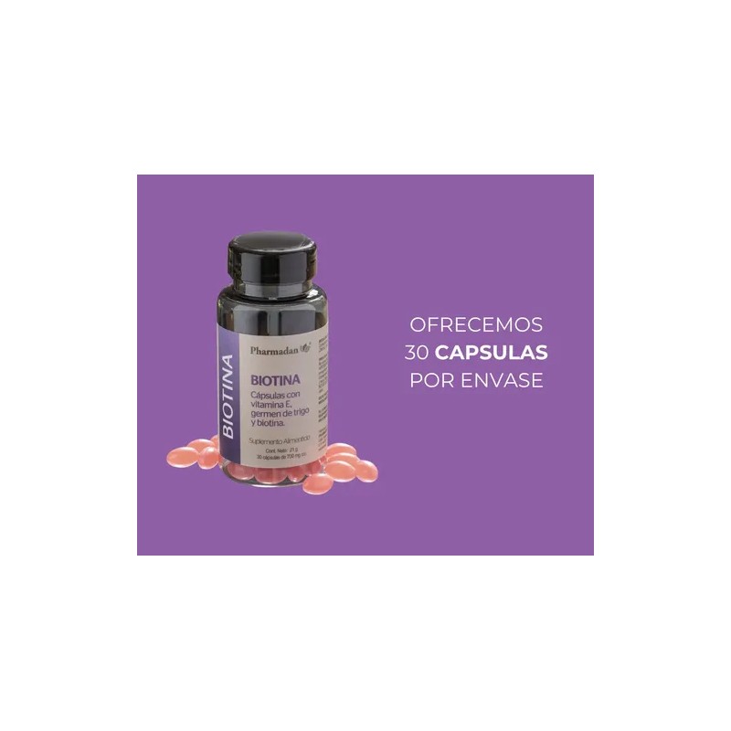 Biotina Pharmadan 300mcg Con Vitamina E C/30 Caps