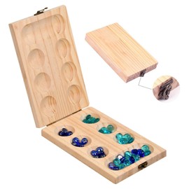 ZUNIPLEX Mancala Board Game - Kalaha Board Game Folding Wooden Board,Families Board Games,Mancala Games Strategic Game for Kids Adult