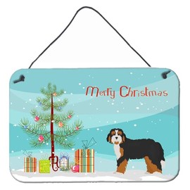 Caroline's Treasures CK3804DS812 Bernedoodle Christmas Tree Wall or Door Hanging Prints Aluminum Metal Sign Kitchen Wall Bar Bathroom Plaque Home Decor, 8x12, Multicolor