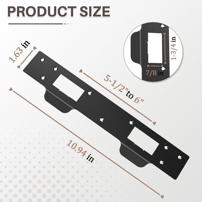 Double Hole Door Strike Plate, 5-1/2 in to 6 in