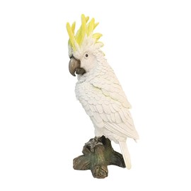VV-Ladybug Decorative Parrot Garden Statue, Garden Decor Sculptures Statues Outdoor, Cockatoo Bird Tropical Indoor Desk Decor, Yellow White, 15.35 inches high