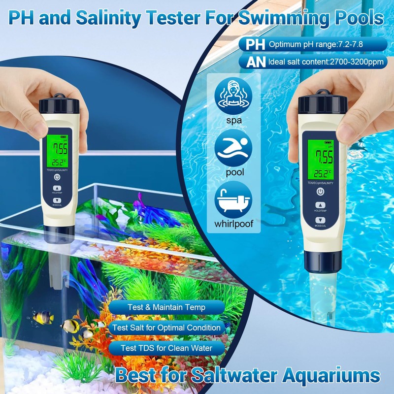5 in 1 PH Meter Water, High Precision Water Tester