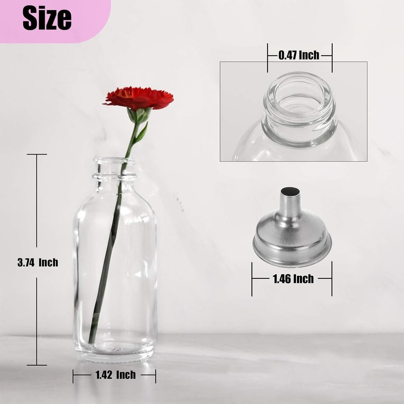 DIDITIME 6 Pack 2 oz Glass Shot Bottles with Caps