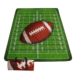Smell Sunshine Outdoor Picnic Blanket Portable Ultrasonic Waterproof Picnic Mat Football Printed Camping Beach Mat for Sand and Wet Grass Hiking (Football L)