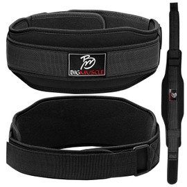 Big Muscle Weight Lifting Belt for Gym Fitness Training-Neoprene Padded Double Belt with 5.5 inch Lumbar Back Support -Great for Bodybuilding, Powerlifting, Deadlifts Workout & Squats (Black, SMALL)