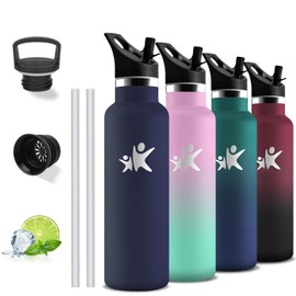 Stainless Steel Water Bottle, 0.75 L, Thermos Flask, BPA-Free, Drinking Bottle with Straw, Double-Walled Vacuum Insulated, Leak-Proof, Water Bottle with Filter, for Hiking, School, Camping