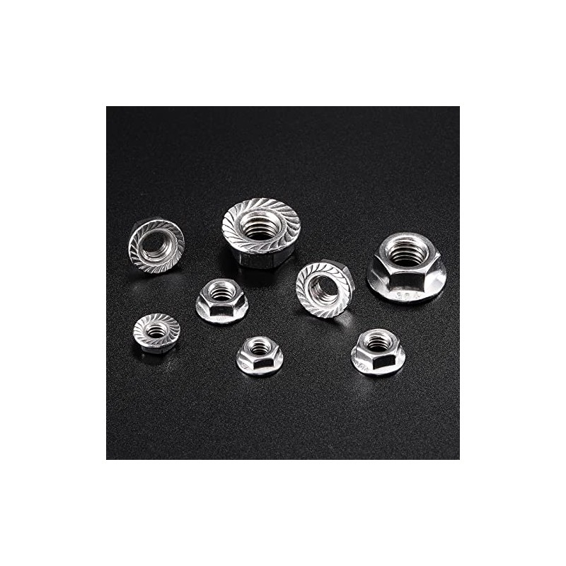1/4-20 Serrated Flange Hex Lock Nuts 100Pcs 304 Stainless Steel