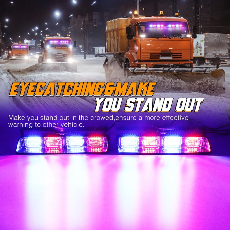 OPPBUY Red Blue Police Light with Strong Suction Cups,26 Flashing