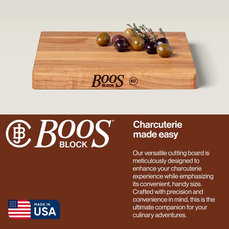 John Boos Chop-N-Slice Series Square Wooden Maple Cutting Board 10”x10”