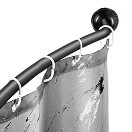 Adjustable Black Curved Shower Curtain Rod, 42-72 Inches Shower Curtain Rod for Bathroom and Bathtub, Extra Space Rustproof Expandable Stainless Steel Shower Rod Wall Mounted, Need to Drill