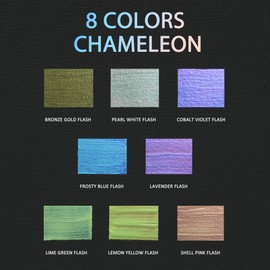 INK LAB Iridescent Acrylic Paint 8 Colours Colour Shift Acrylic Paint High Viscosity Shimmer Paint Chameleon Colors Non Toxic for Artists Beginners on Rocks Crafts Canvas Wood,60ml/Bottle