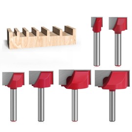 BIGP 6 Pieces 6 mm Shank Floor Cleaning Cutter Set Milling Cutter End Mill Woodworking Tool Bit 10/16/20/22/30/32 mm