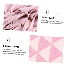 Healeved 2pcs Bath Towel Shower Gloves Back Exfoliating Straps Soft Comfortable for Shower Back Scrub Polyester
