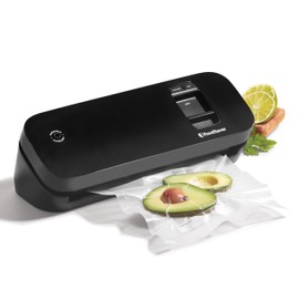 FoodSaver Space Saving Food Vacuum Sealer, Black with 2 Quart Vacuum Seal Bags